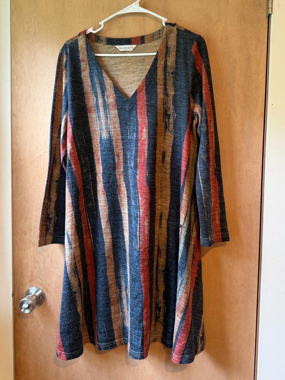 Multicolor Striped V-Neck Tunic Dress